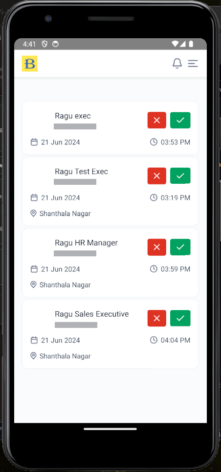 Approvals Screen