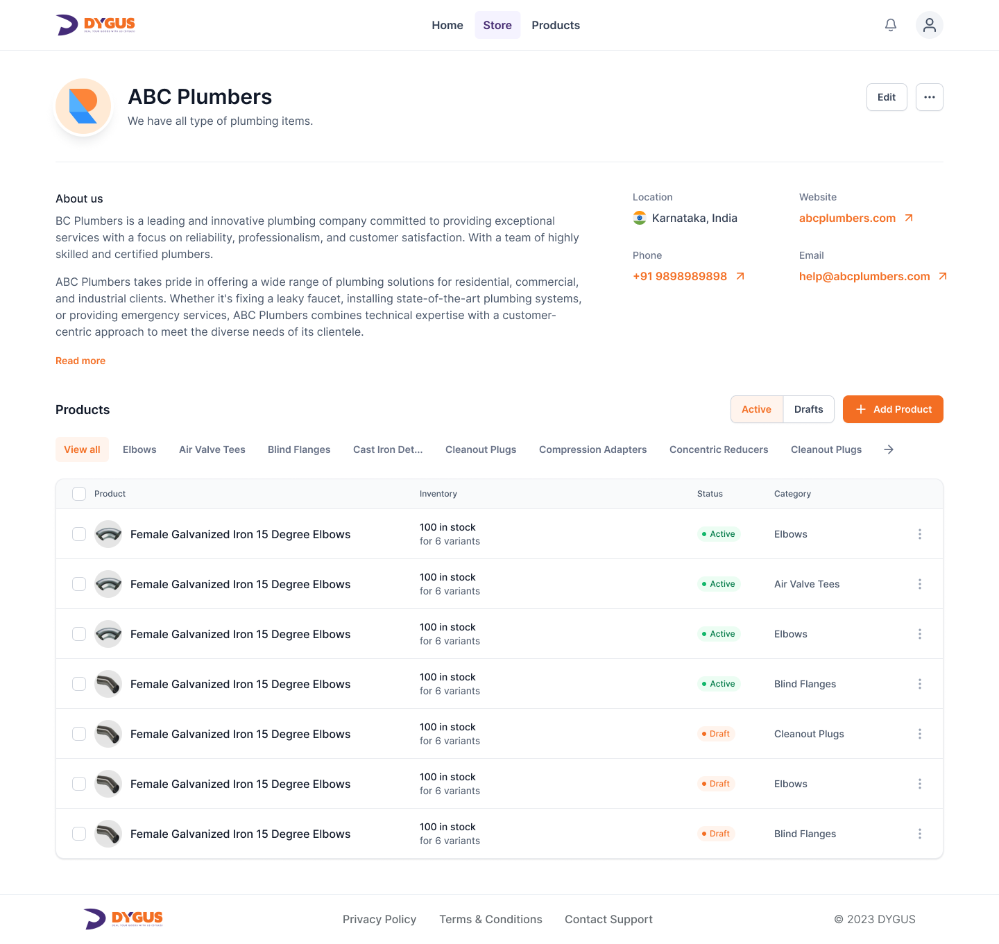 Plumbing Company E-commerce Platform - Admin Dashboard