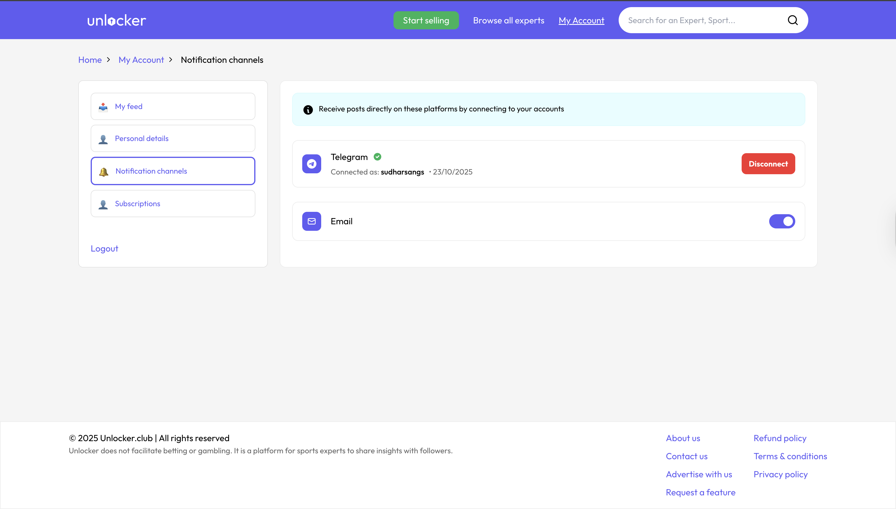 Unlocker - Account Dashboard