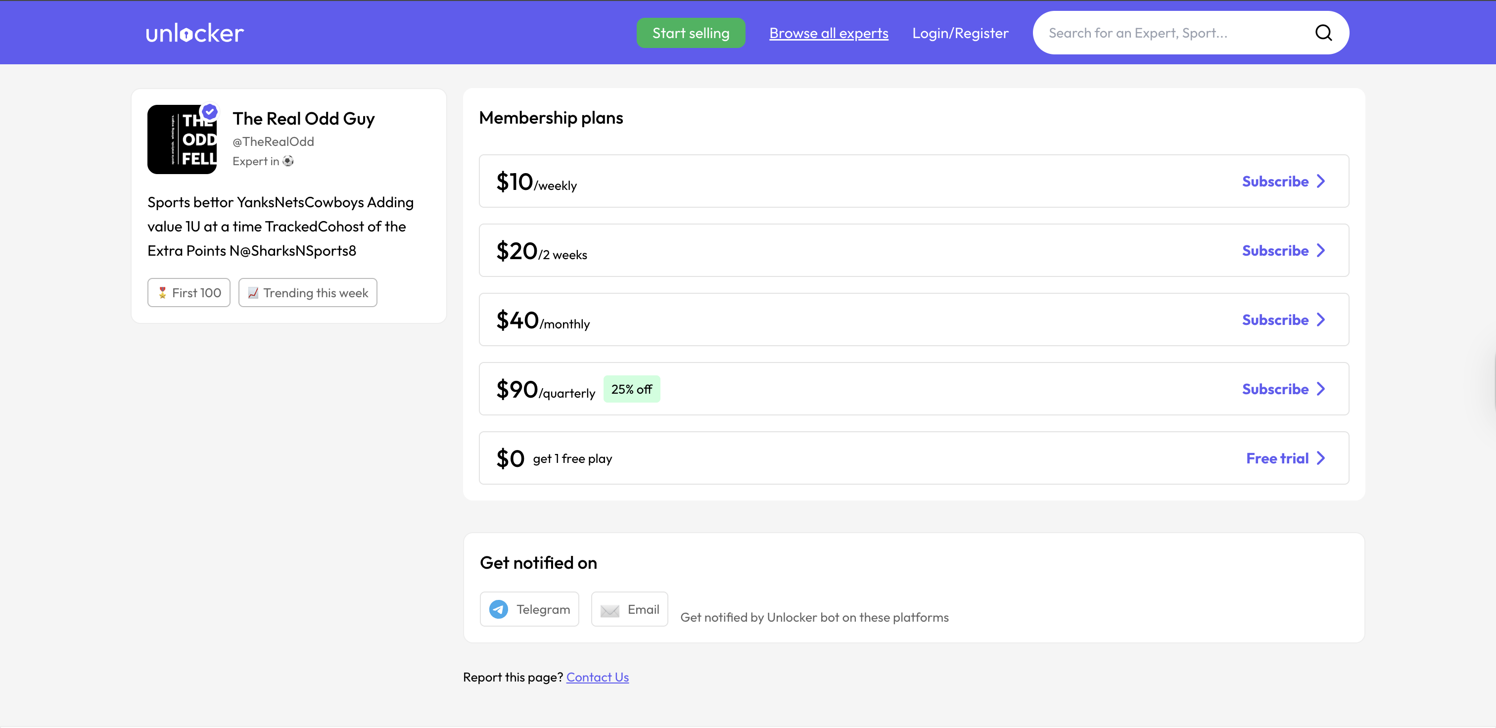 Unlocker - Expert Profile with Stats